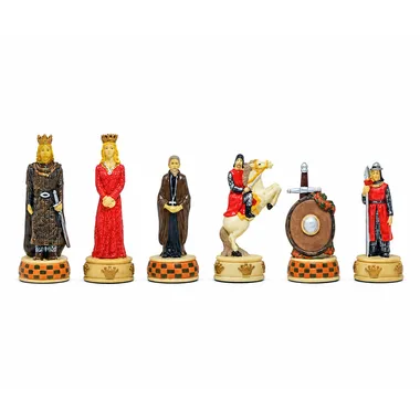 Schachfiguren aus Harz England vs Schottland, sechs detailliert bemalte Figuren