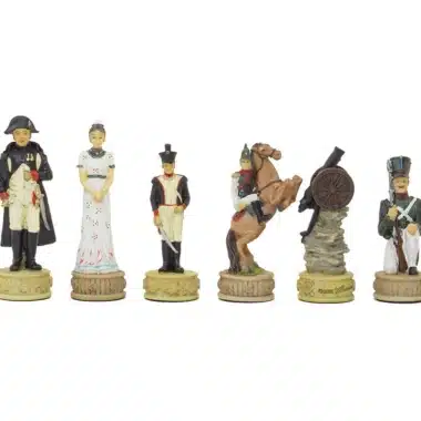 Set Napoleon Russlandfeldzug II Schachspiel aus Kunstharz und Schachbrett aus Kunstleder Schwarz – Bild 14