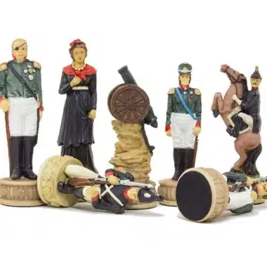 Set Napoleon Russlandfeldzug II Schachspiel aus Kunstharz und Schachbrett aus Kunstleder Schwarz – Bild 15