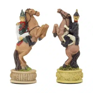 Set Napoleon Russlandfeldzug II Schachspiel aus Kunstharz und Schachbrett aus Kunstleder Schwarz – Bild 17