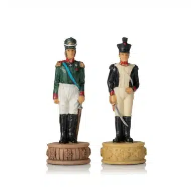 Set Napoleon Russlandfeldzug IV Schachspiel aus Kunstharz und Schachbrett aus grünem Kunstleder – Bild 12