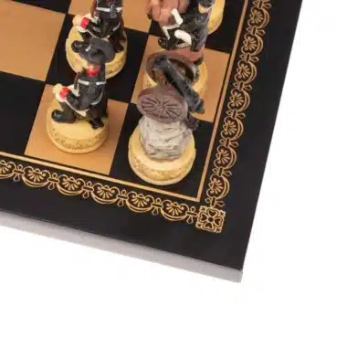 Set Napoleon Russlandfeldzug II Schachspiel aus Kunstharz und Schachbrett aus Kunstleder Schwarz – Bild 13