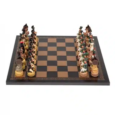 Set Napoleon Russlandfeldzug II Schachspiel aus Kunstharz und Schachbrett aus Kunstleder Schwarz – Bild 9