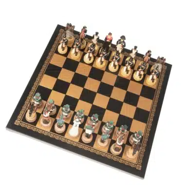 Set Napoleon Russlandfeldzug II Schachspiel aus Kunstharz und Schachbrett aus Kunstleder Schwarz – Bild 3