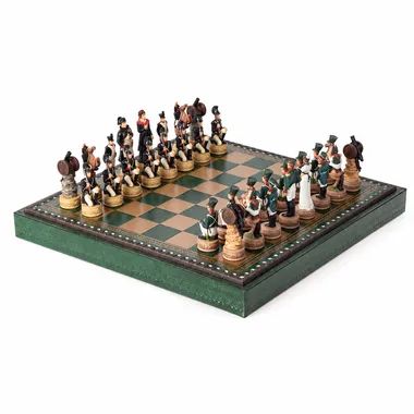 Napoleon Russlandfeldzug IV Set, Winkelansicht des vollständig aufgestellten Schachbretts
