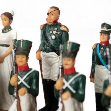 Set Napoleon Russlandfeldzug IV Schachspiel aus Kunstharz und Schachbrett aus grünem Kunstleder – Bild 5