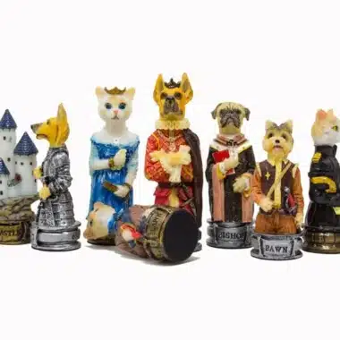 Hunde- und Katzenset Schachbrett aus Kunstleder und Schachspiel aus Harz – Bild 8
