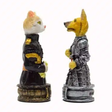 Hunde- und Katzenset Schachbrett aus Kunstleder und Schachspiel aus Harz – Bild 7