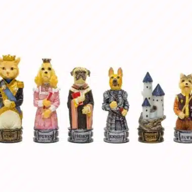 Hunde- und Katzenset Schachbrett aus Kunstleder und Schachspiel aus Harz – Bild 10