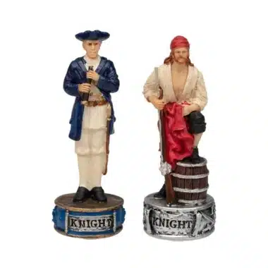 Set Pirates III Kunstlederschachbrett und handbemaltes Schachspiel aus Harz – Bild 13