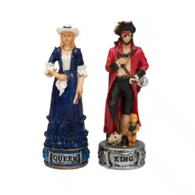 Set Pirates III Kunstlederschachbrett und handbemaltes Schachspiel aus Harz – Bild 12