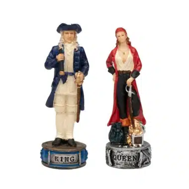 Set Pirates III Kunstlederschachbrett und handbemaltes Schachspiel aus Harz – Bild 10