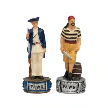 Set Pirates III Kunstlederschachbrett und handbemaltes Schachspiel aus Harz – Bild 9