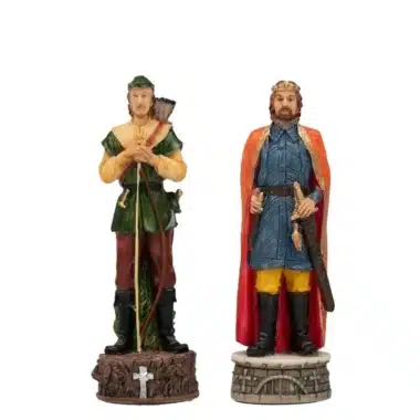 Set Robin Hood Kunstlederschachbrett & handbemaltes Schachspiel aus Harz – Bild 15