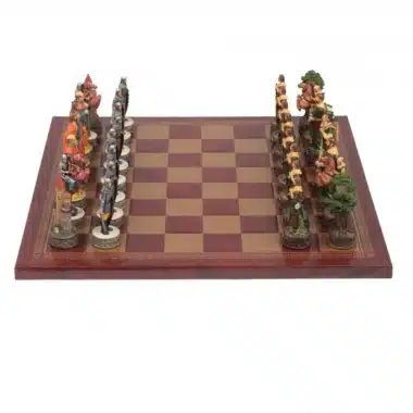 Alternative view of Set Robin Hood Kunstlederschachbrett & handbemaltes Schachspiel aus Harz
