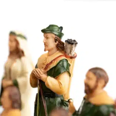 Alternative view of Set Robin Hood Kunstlederschachbrett & handbemaltes Schachspiel aus Harz