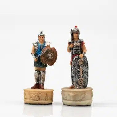 Set Trojanischer Krieg Schachbrett aus Kunstleder und handbemaltes Schachspiel aus Harz – Bild 10