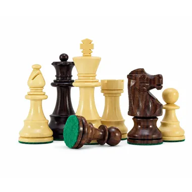 Schachfiguren Staunton Chevalier aus Palisander, nahe Zusammenstellung der Figuren