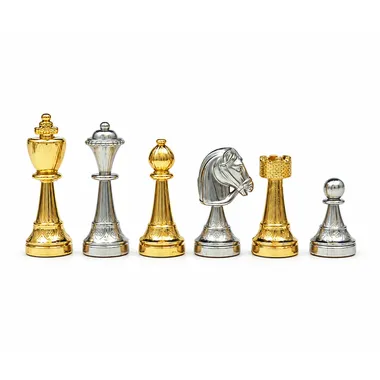 Schachspiel aus Metall, Gold- und Silberplattiert "Classic Flower"
