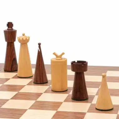 Art Deco II Set Schachbrett aus Ahorn- und Nussbaumholz und Schachspiel aus vergoldetem Rosenholz – Bild 5