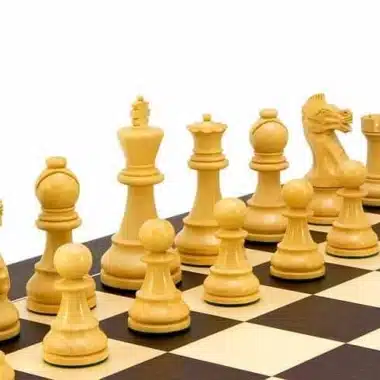 Ensemble "Frankfurt Grand" Echiquier en, Bois de Wenge & Jeu d'Echecs en Bois de Buis