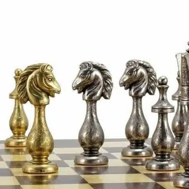 Jeu d'Echecs en Métal Plaqué Or et Argent "Arabic Style"