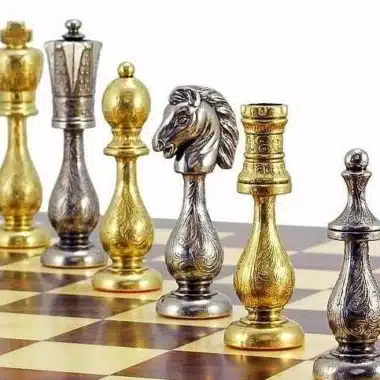 Jeu d'Echecs en Métal Plaqué Or et Argent "Arabic Style"
