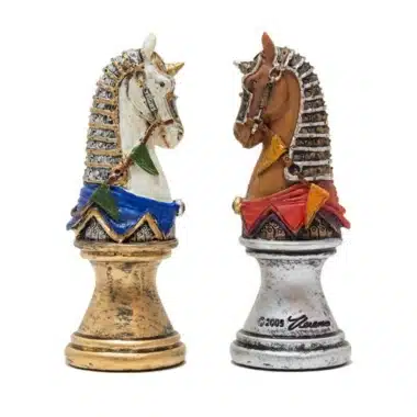 Jeu d'Echecs en Résine Peint à la Main"Buste Médiéval"