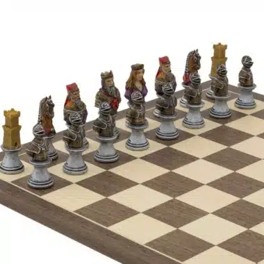 Jeu d'Echecs en Résine Peint à la Main"Buste Médiéval"