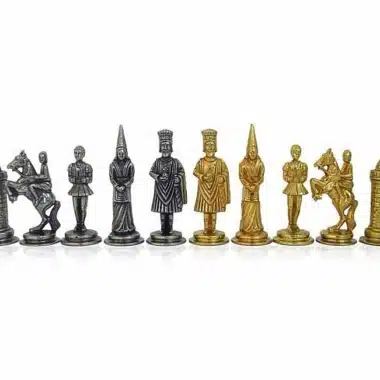 Camelot König Arthur XIII Schachbrett-Set mit Aufbewahrung und Metallschachspiel – Bild 15