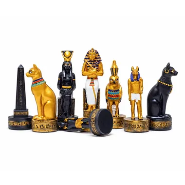 Schachfiguren-Set Altes Ägypten mit sichtbarer Filzbasis