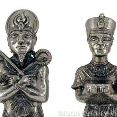 Ensemble "Egyptien" Echiquier en Similicuir & Jeu d'Echecs en Métal Massif