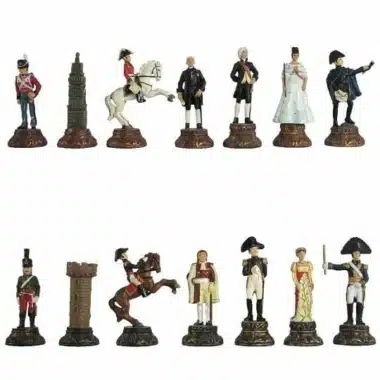 Die beiden Seiten des Schachspiels Napoléon Waterloo, britische und französische Truppen
