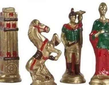 Römer vs. Barbaren Set: Schachbrett aus Kunstleder & Schachspiel aus Metall Handbemalt – Bild 5