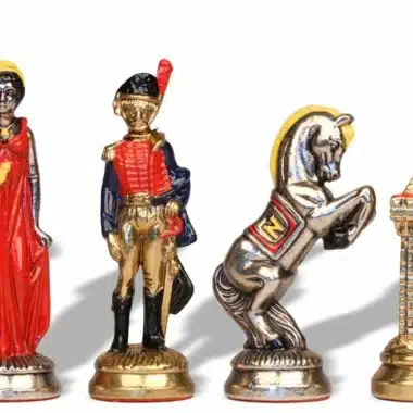 Schachspiel aus handbemaltem Metall Napoleon Waterloo
