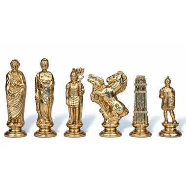 Schachfiguren Jules César, Detail der komplett vergoldeten Figuren