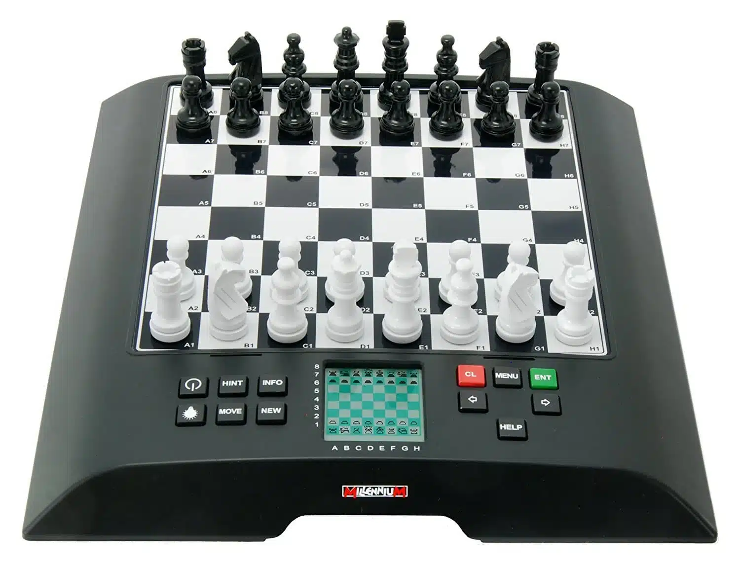 Elektronisches Schachspiel Chess Genius von vorne mit Schachbrett und Tastatur