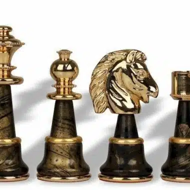 Staunton Fantasy XL Set Schachbrett aus grünem Ahornholz & Schachspiel aus Messing und Holz mit Gold- und Silberbeschichtung – Bild 10