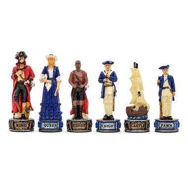 Schachfiguren Piraten und Royal Navy bemalt, Gesamtansicht
