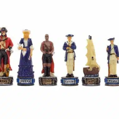 Set Pirates III Kunstlederschachbrett und handbemaltes Schachspiel aus Harz – Bild 7