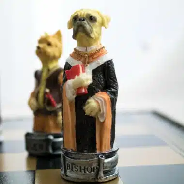 Hunde- und Katzenset Schachbrett aus Kunstleder und Schachspiel aus Harz – Bild 3