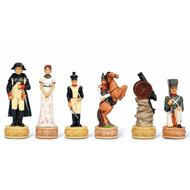 Schachfiguren Napoleon Russlandfeldzug, Königin, Infanterist und Reiter detailliert