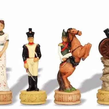 Set Napoleon Russlandfeldzug IV Schachspiel aus Kunstharz und Schachbrett aus grünem Kunstleder – Bild 11
