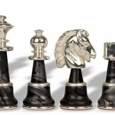 Staunton Fantasy XL Set Schachbrett aus grünem Ahornholz & Schachspiel aus Messing und Holz mit Gold- und Silberbeschichtung – Bild 11