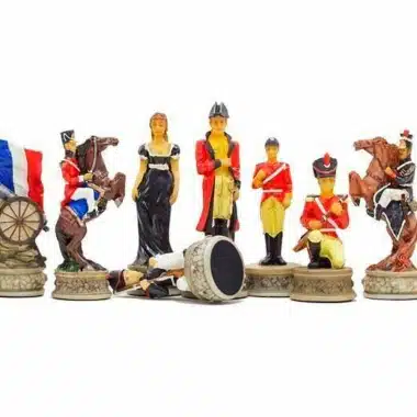 Set Schlacht von Waterloo 1 Schachbrett aus Holz und Marmor und handgemaltes Schachspiel – Bild 5