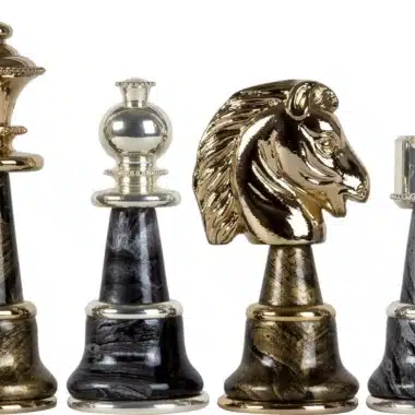 Staunton Fantasy XL Set Schachbrett aus grünem Ahornholz & Schachspiel aus Messing und Holz mit Gold- und Silberbeschichtung – Bild 9