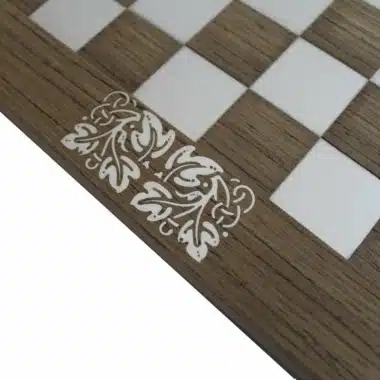Arabesque Set Holzschachbrett mit Aufbewahrungsschublade und Metallschachspiel Staunton – Bild 4
