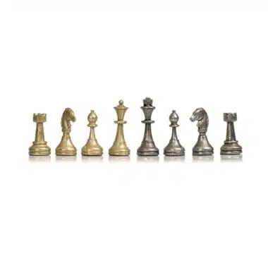 Arabesque Set Holzschachbrett mit Aufbewahrungsschublade und Metallschachspiel Staunton – Bild 10