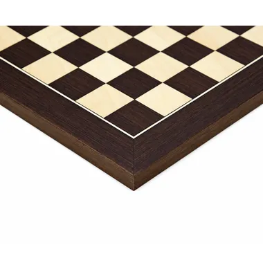 Schachbrett aus Wenge- und Ahornholz, Detail der Ecke und des Rahmens