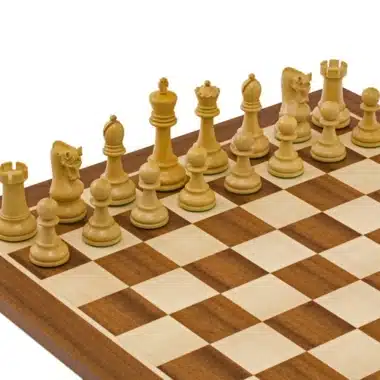 Leningrad-Set Schachbrett aus Mahagoniholz und Schachspiel aus ebonisiertem Buchsbaumholz – Bild 5